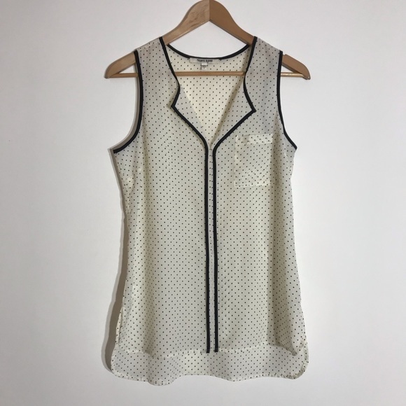 DANIEL RAINN Polka Dot sleeveless secretary blouse top SZ S - Picture 5 of 7